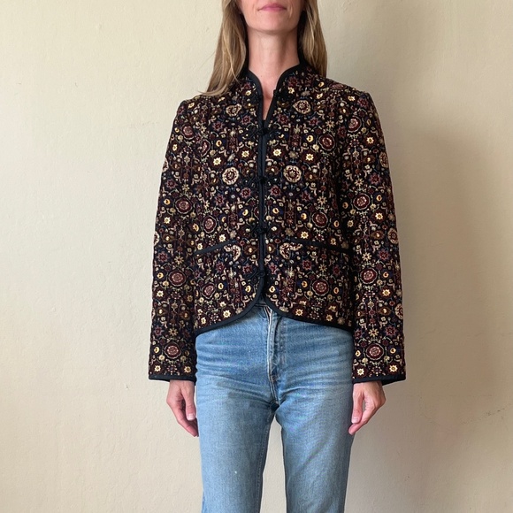 Doen Heirloom velvet Liberty of London paisley print quilted Song Jacket XS - Picture 4 of 12